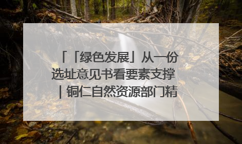 「绿色发展」从一份选址意见书看要素支撑｜铜仁自然资源部门精准服务助力项目落地