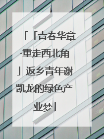 「青春华章·重走西北角」返乡青年谢凯龙的绿色产业梦