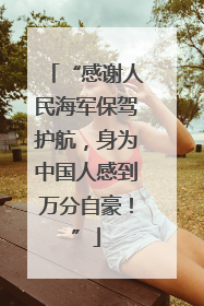 “感谢人民海军保驾护航，身为中国人感到万分自豪！”