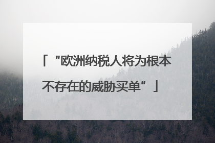 “欧洲纳税人将为根本不存在的威胁买单”