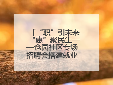 “职”引未来“惠”聚民生——仓园社区专场招聘会搭建就业“暖心桥”
