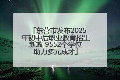 东营市发布2025年初中后职业教育招生新政 9552个学位助力多元成才