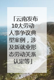 云南发布10大劳动人事争议典型案例，涉及新就业形态劳动关系认定等