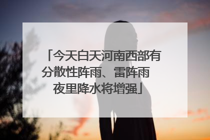 今天白天河南西部有分散性阵雨、雷阵雨 夜里降水将增强