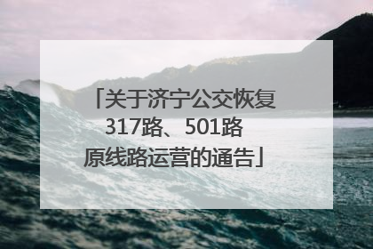 关于济宁公交恢复317路、501路原线路运营的通告