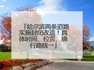 哈尔滨两条道路实施封闭改造！具体时间、位置、绕行路线→