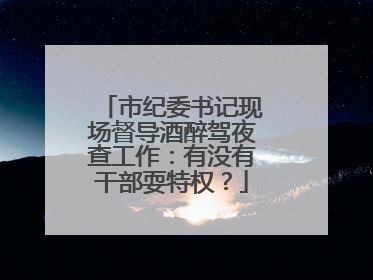 市纪委书记现场督导酒醉驾夜查工作：有没有干部耍特权？