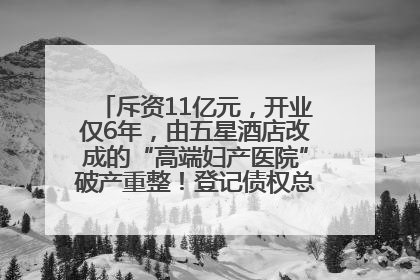 斥资11亿元，开业仅6年，由五星酒店改成的“高端妇产医院”破产重整！登记债权总额已超17亿元