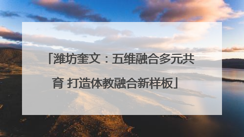 潍坊奎文：五维融合多元共育 打造体教融合新样板