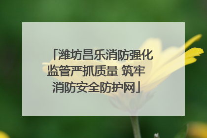 潍坊昌乐消防强化监管严抓质量 筑牢消防安全防护网