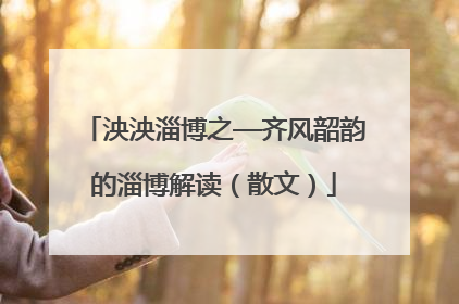 泱泱淄博之—齐风韶韵的淄博解读（散文）