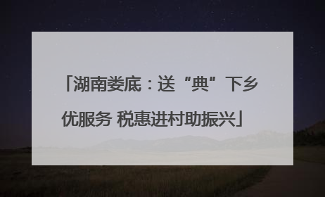 湖南娄底：送“典”下乡优服务 税惠进村助振兴