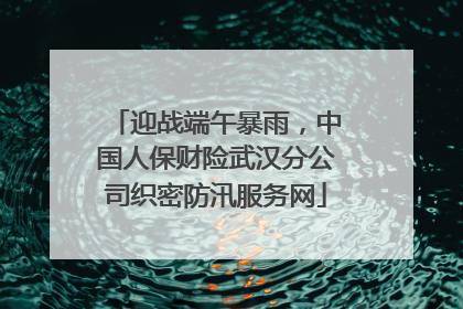 迎战端午暴雨，中国人保财险武汉分公司织密防汛服务网