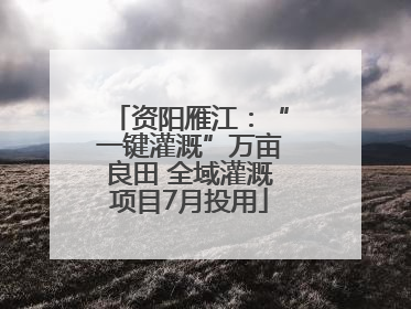 资阳雁江：“一键灌溉”万亩良田 全域灌溉项目7月投用